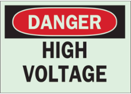 BradyGlo DANGER Sign, 10 Inch H x 14 Inch W x 0.008 Inch D, Photoluminescent Polyester