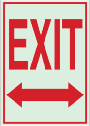 BradyGlo Exit Sign, Red on Glow, 10 Inch H x 7 Inch W, Glow in the Dark