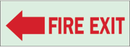 Fire Exit Sign, 3.5" H x 10" W x 0.008" D, Arrow Direction: Left