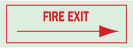 Fire Exit Sign, 5" H x 14" W x 0.008" D, Arrow Direction: Right