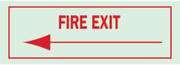 Fire Exit Sign, 3.5" H x 10" W x 0.008" D, Thin Arrow Direction: Left