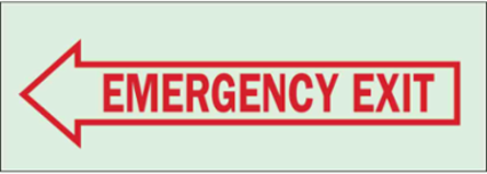 BradyGlo Emergency Exit Sign 5 Inch x 14 Inch Glow in the Dark, Left Arrow