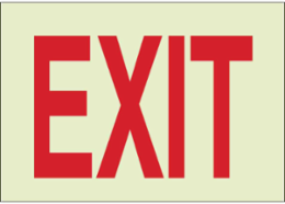 BradyGlo Exit Sign, Red on Glow, 7 Inch H x 10 Inch W x 0.063 Inch D