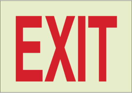 BradyGlo Exit Sign, Glow in the Dark, 10 Inch H x 14 Inch W, Abrasion-Resistant