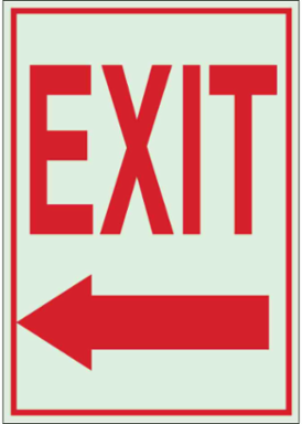 BradyGlo Exit Sign, Red on Glow, 14 Inch H x 10 Inch W, Glow in the Dark