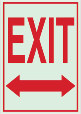 BradyGlo Exit Sign, Red on Glow, 14 Inch H x 10 Inch W, Vertical Rectangle