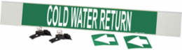Fiberglass Carrier Pipe Marker: COLD WATER RETURN4" H x 24" W, Fits Pipes 8" Dia. or Larger
