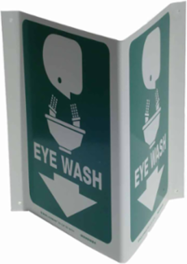 V Eye Wash Sign, 12" H x 18" W x 0.1" D, Plastic