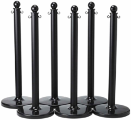 Bradylink Warning Posts, Black, 40 Inch H x 2.5 Inch Dia, Polyethylene, Pack of 6
