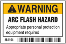 Arc Flash Labels - Self-Sticking Polyester, 2 Inch x 3 Inch, Roll of 100, Black/Orange