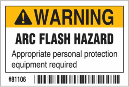 Arc Flash Safety Label, 2 Inch H x 3 Inch W, Self-Adhesive, Black/Orange on White