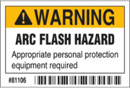Arc Flash Safety Label, 2 Inch H x 3 Inch W, Self-Adhesive, Black/Orange on White