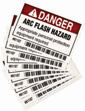 Arc Flash Labels - Self-Sticking Polyester, 2 Inch H x 3 Inch W, Pack of 10, Black/Red