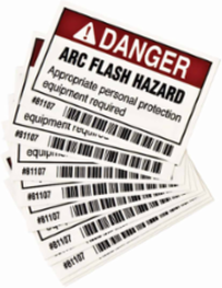 Arc Flash Labels - Self-Sticking Polyester, 2 Inch H x 3 Inch W, Pack of 10, Black/Red