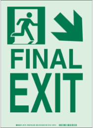 BradyGlo™ NYC Approved Exit Sign, 14 Inch H x 10 Inch W, Glow in the Dark