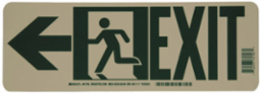 BradyGlo Exit Sign with Running Man & Left Arrow, 5 Inch x 14 Inch, Glow in the Dark, Pack of 10