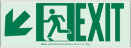 BradyGlo Exit Sign with Running Man & Down/Left Arrow, 5 Inch H x 14 Inch W, Glow in Dark, Pack of 10