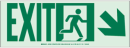 Exit Sign, 5" H x 14" W x 0.0096" D, Diagonal Down/Right