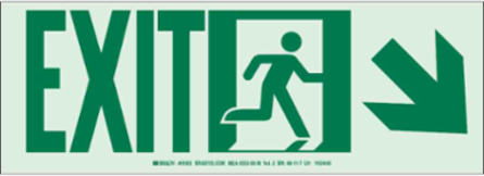 BradyGlo Glow-in-the-Dark Exit Sign, 5 Inch H x 14 Inch W, Aluminum, Class II