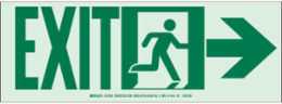 Exit Sign, 5" H x 14" W x 0.0096" D, Arrow Direction: Right