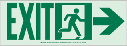 BradyGlo Exit Sign with Running Man, 5 Inch H x 14 Inch W, Glow in the Dark
