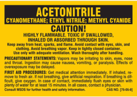 CAUTION! HIGHLY FLAMMABLE. TOXIC IF SWALLOWED, INHALED OR ABSORBED THROUGH SKIN…, 2" H x 2" W, Black on Yellow, Pack of 25 Labels