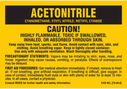 CAUTION! HIGHLY FLAMMABLE. TOXIC IF SWALLOWED, INHALED OR ABSORBED THROUGH SKIN…, 2" H x 2" W, Black on Yellow