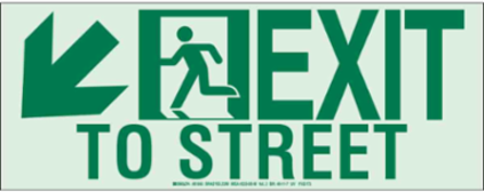 BradyGlo Exit Sign with Running Man, 7 Inch H x 18 Inch W, Glow in the Dark, Self-Adhesive