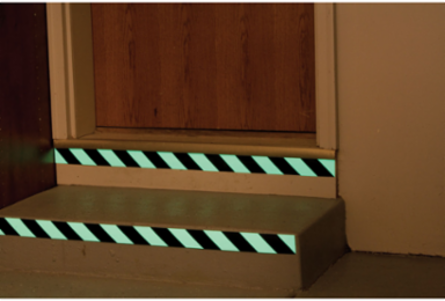 BradyGloTM Glow-In-The-Dark Egress Marking Tape, 1 Inch x 50 ft, Phosphorescent Polyester