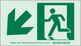 BradyGlo Exit Sign with Running Man, 5 Inch H x 9 Inch W, Photoluminescent Polyester
