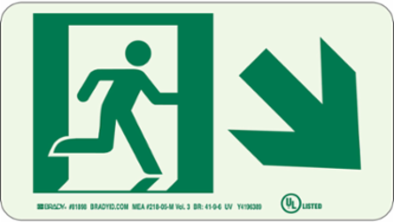 BradyGlo Glow in the Dark Exit Sign with Running Man, 5 Inch H x 9 Inch W