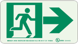 BradyGlo NYC Approved Exit Sign, 5 Inch H x 9 Inch W, Glow in the Dark, Self-Adhesive