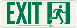 BradyGlo Exit Sign with Running Man Image, 5 Inch H x 14 Inch W, Phosphorescent Material