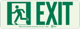 BradyGlo Exit Sign with Running Man Left, 5 Inch x 14 Inch, Glow in the Dark
