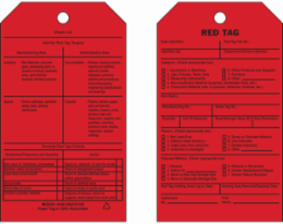 Red Tags, Date Identified: Red Tag File No: Identified by: Department: Category: