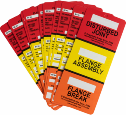 Multi-Color 3 Part Flange Tag 7.625 Inch x 3.25 Inch, Pipe and Valve Marking, 10 Tags/Pack