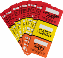 Multi-Color 3 Part Flange Tag 7.625 Inch x 3.25 Inch, Pipe and Valve Marking, 10 Tags/Pack