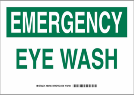 EMERGENCY Eye Wash Sign, 7" H x 10" W x 0.006" D, Polyester