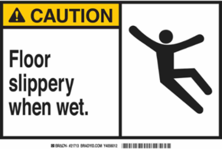 CAUTION Sign, 3.5 Inch H x 5 Inch W, Polyester, Abrasion & Chemical Resistant