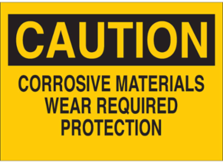 Caution Corrosive Materials Sign, 7 Inch H x 10 Inch W, Polyester, Abrasion & Chemical Resistant