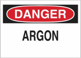 DANGER Argon Sign, 10" H x 14" W x 0.006" D, Polyester