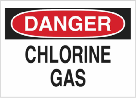 DANGER Chlorine Gas Sign, 7" H x 10" W x 0.006" D, Polyester