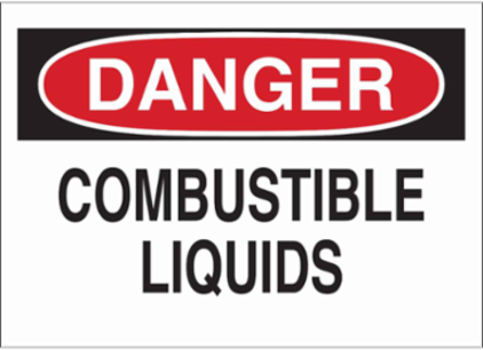 DANGER Combustible Liquids Sign, 10" H x 14" W x 0.006" D, Polyester