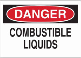 DANGER Combustible Liquids Sign, 10" H x 14" W x 0.006" D, Polyester