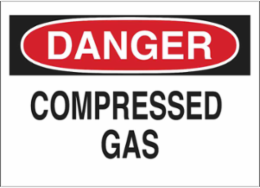DANGER Compressed Gas Sign, 10" H x 14" W x 0.006" D, Polyester