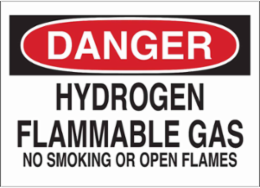 DANGER Hydrogen Flammable Gas No Smoking Or Open Flames Sign, 7" H x 10" W x 0.006" D, Polyester