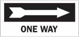 One Way Sign, 6.5" H x 14" W x 0.006" D, Polyester, Arrow Direction: Right