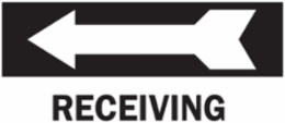 Receiving Sign, 6.5" H x 14" W x 0.006" D, Polyester, Arrow Direction: Left