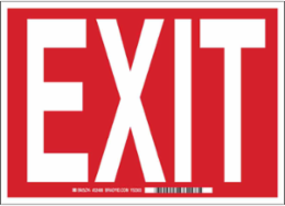 Exit Sign, 10" H x 14" W x 0.006" D, White on Red