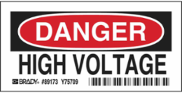 DANGER High Voltage Sign, 3.5" H x 5" W x 0.006" D, Polyester